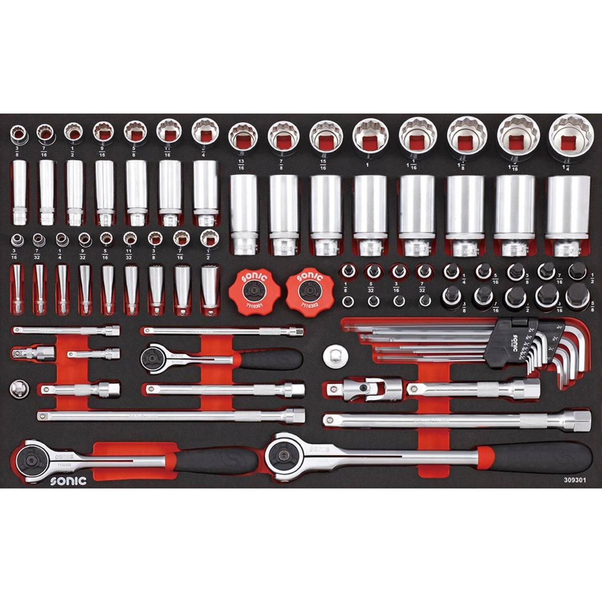 Sonic, socket & bit socket set 93-piece. US/SAE sizes