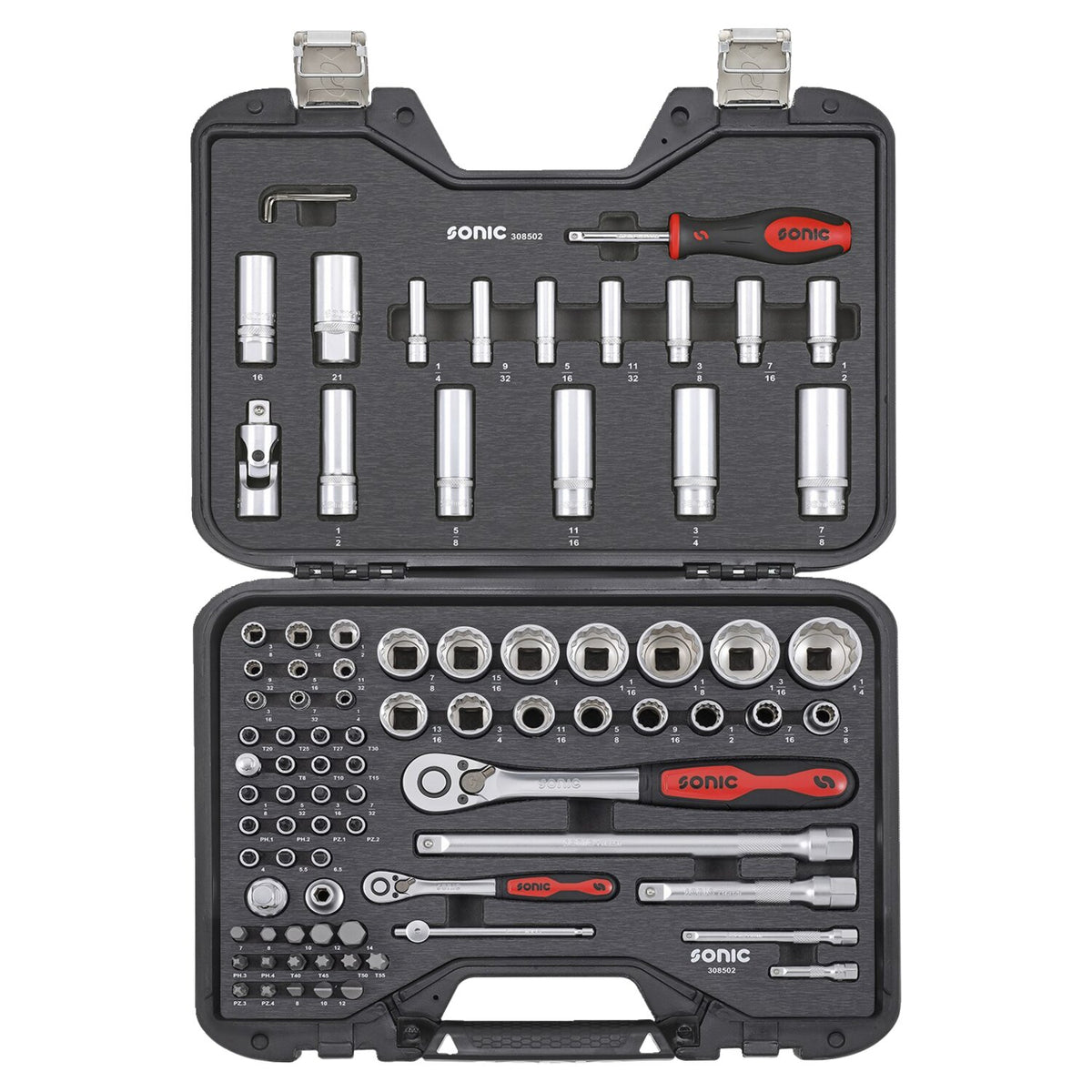 Sonic, combination socket/bit set 85-piece. US/SAE