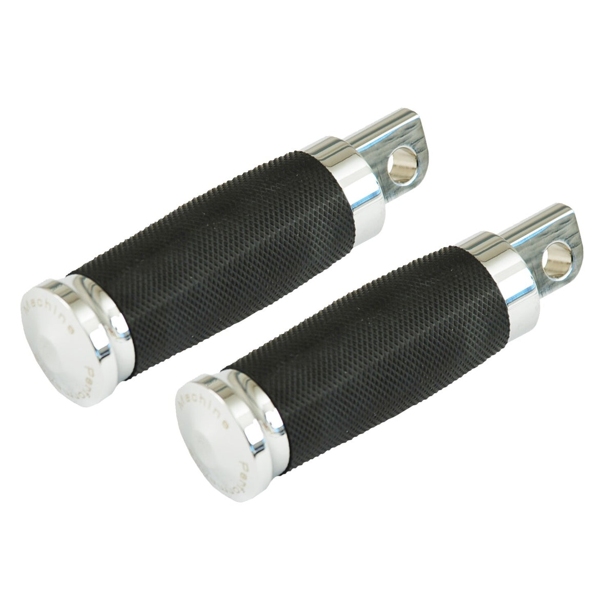PM, Contour rubber wrapped foot pegs. Chrome