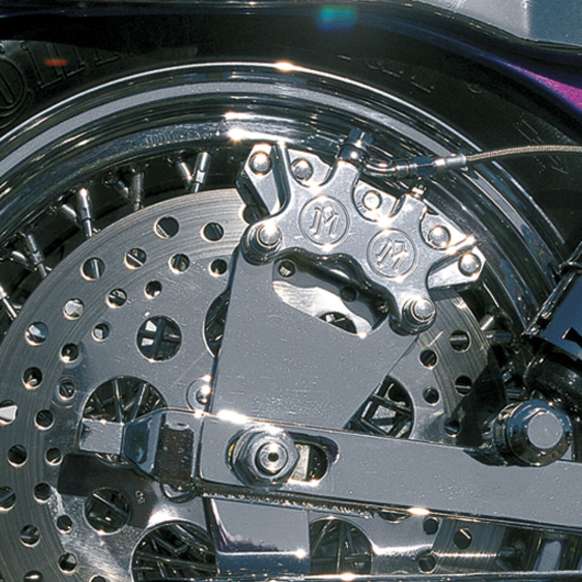 PM, Rear 4-p caliper bracket, 10". Chrome