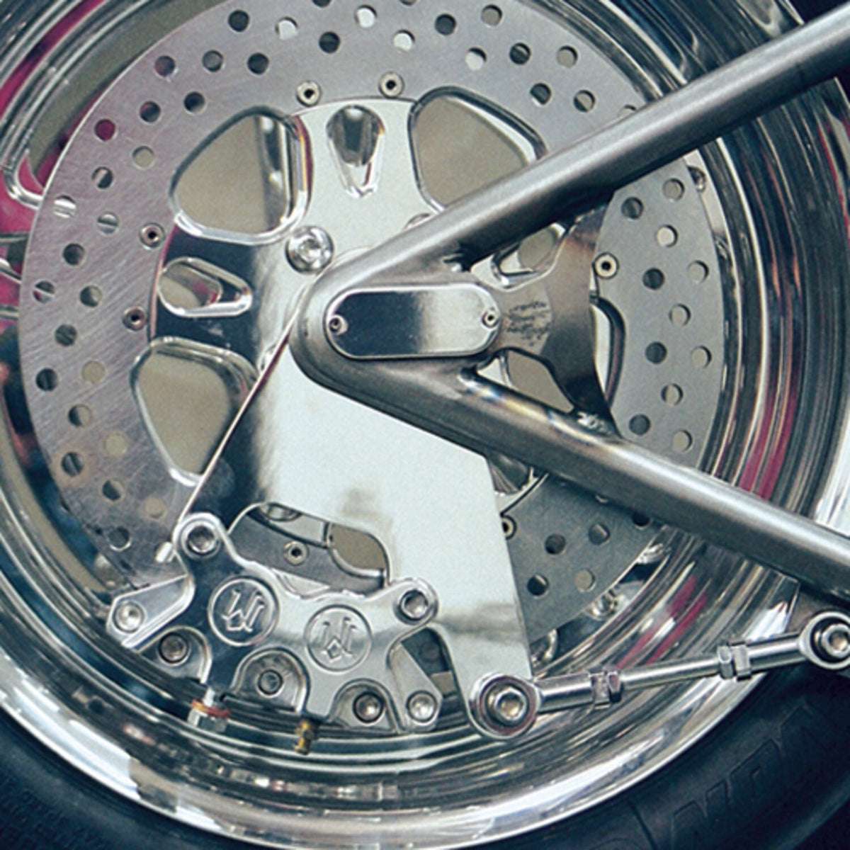 PM, Rear 4-p caliper bracket, 11.5". Chrome