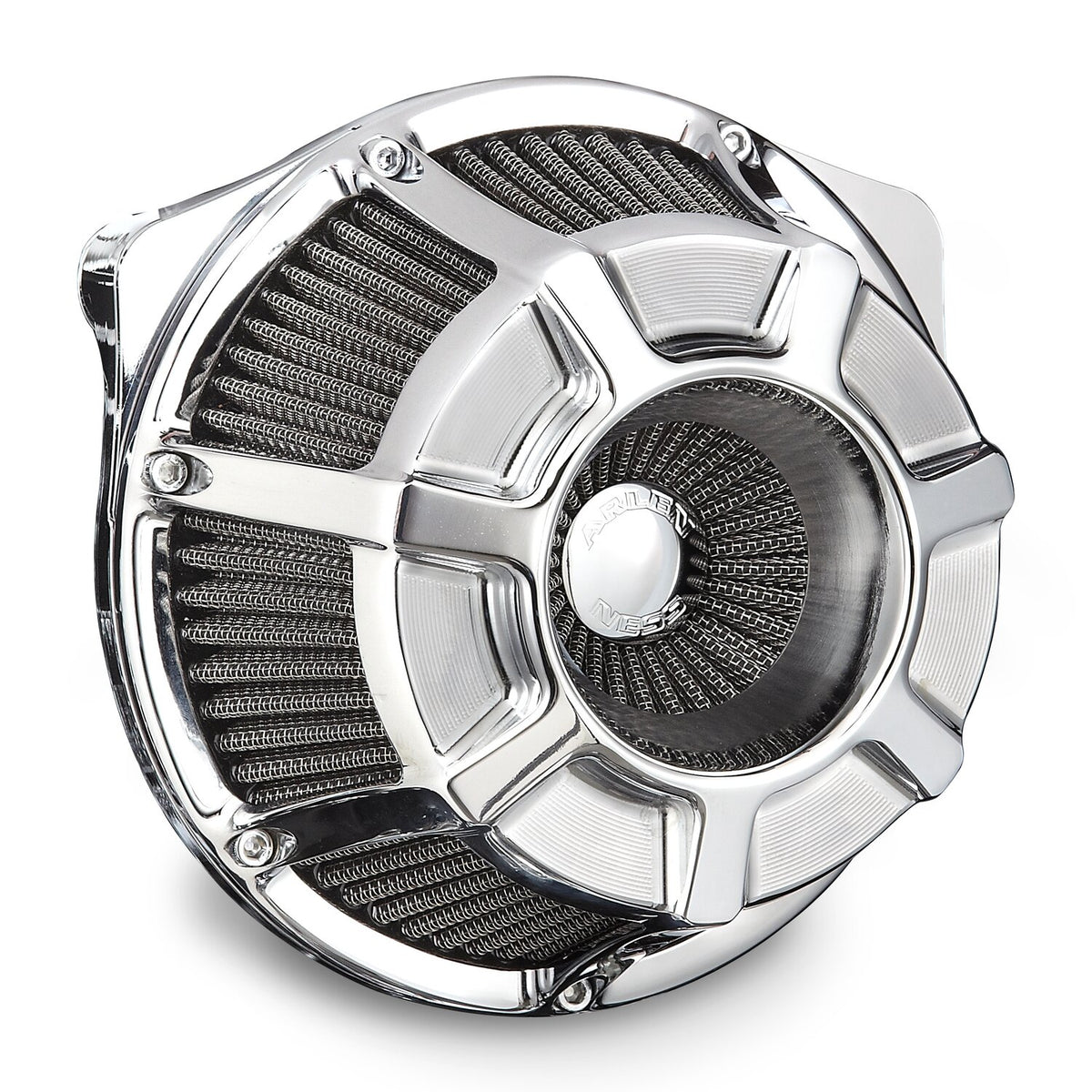 Arlen Ness, inverted air cleaner kit 'Beveled'. Chrome