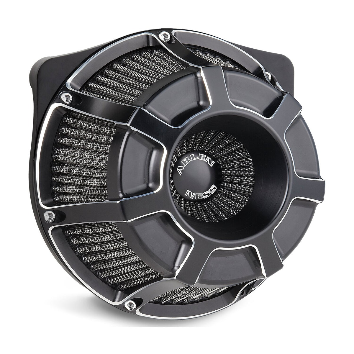 Arlen Ness, inverted air cleaner kit 'Beveled'. Black CC