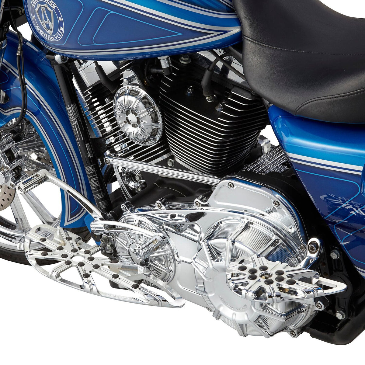 Arlen Ness, 10-Gauge passenger floorboards. Chrome