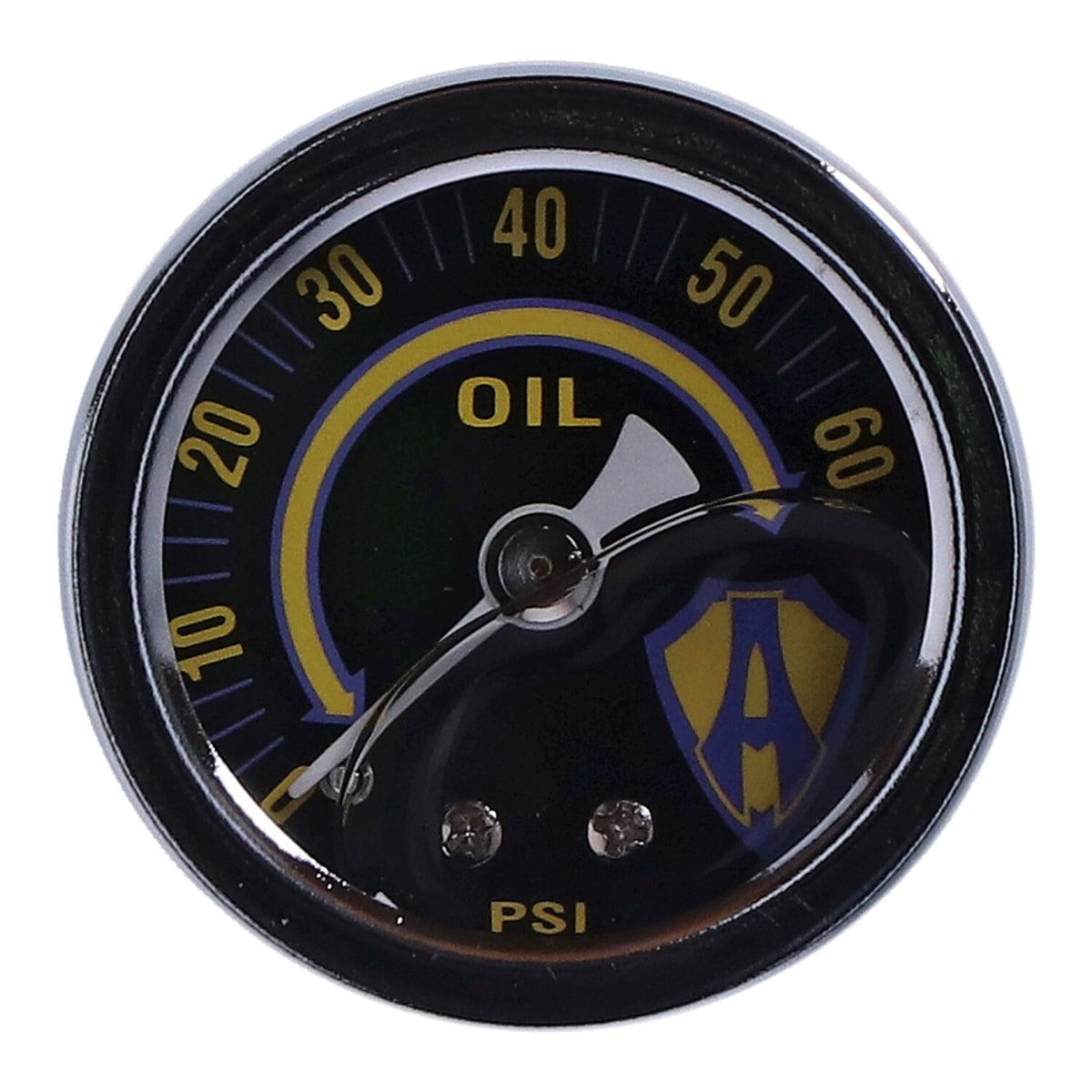 Arlen Ness, 1-1/2" oil pressure gauge. Yellow