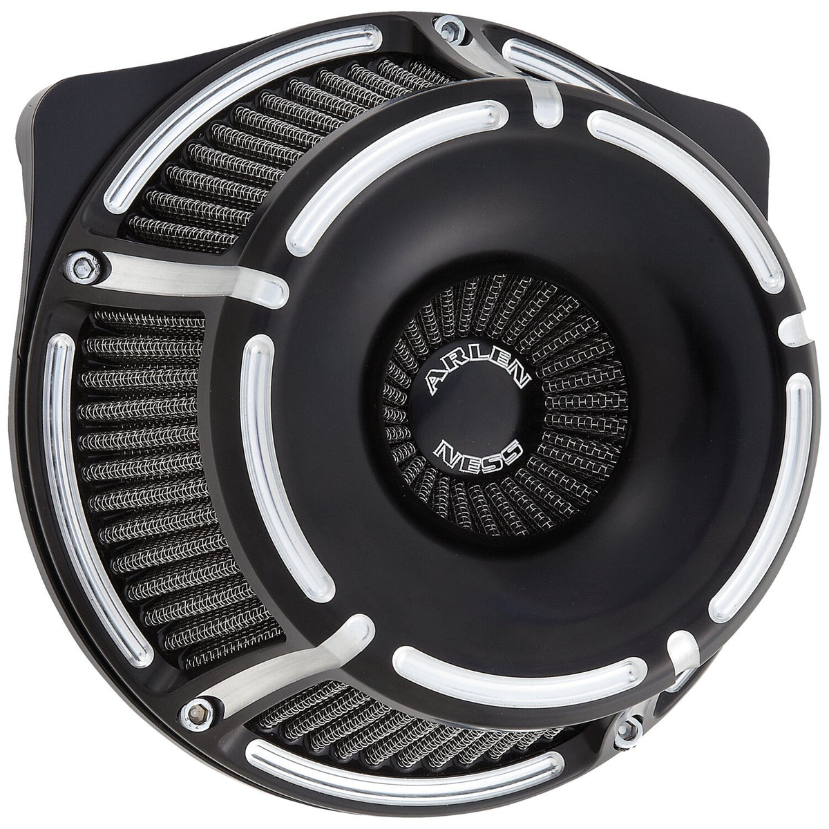 Arlen Ness, inverted air cleaner kit 'Slot Track'. Black CC
