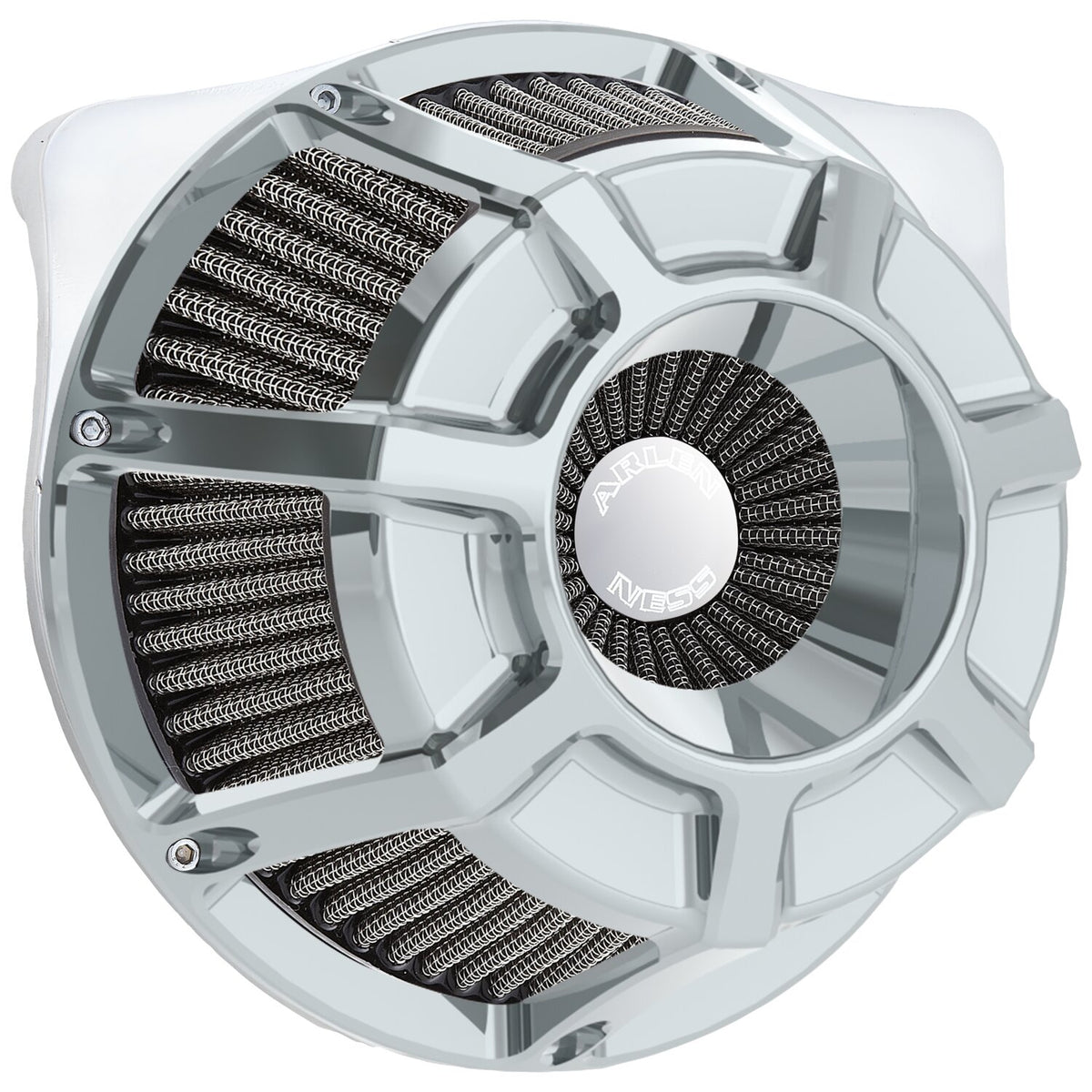 Arlen Ness, inverted air cleaner kit 'Beveled'. Chrome
