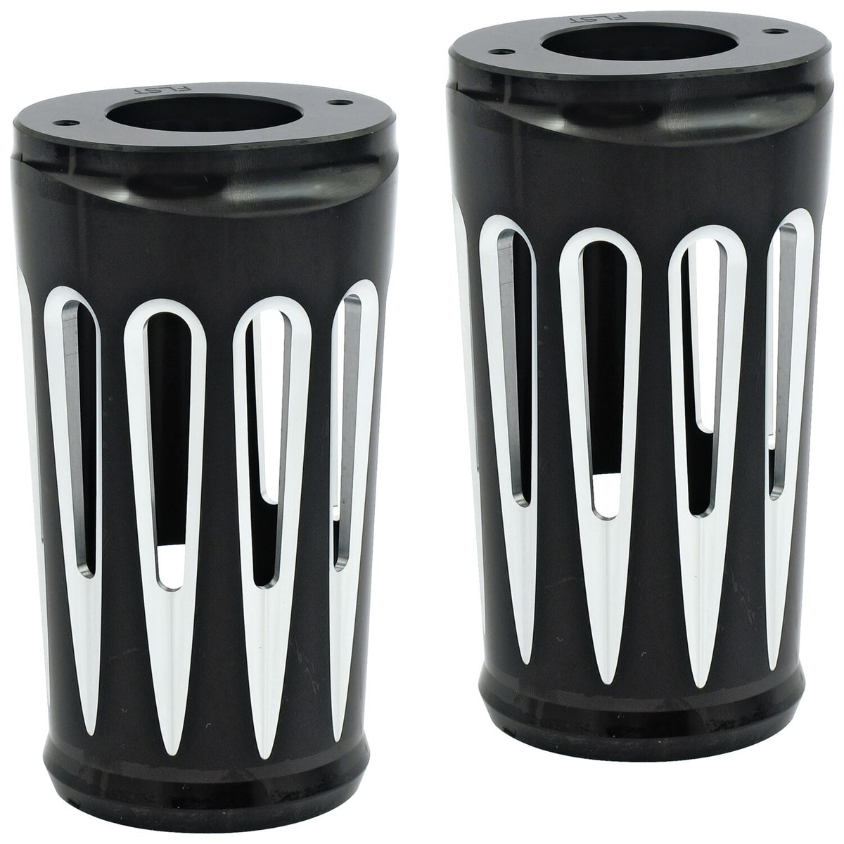 Arlen Ness, Deep Cut fork boots. Black contrast machined