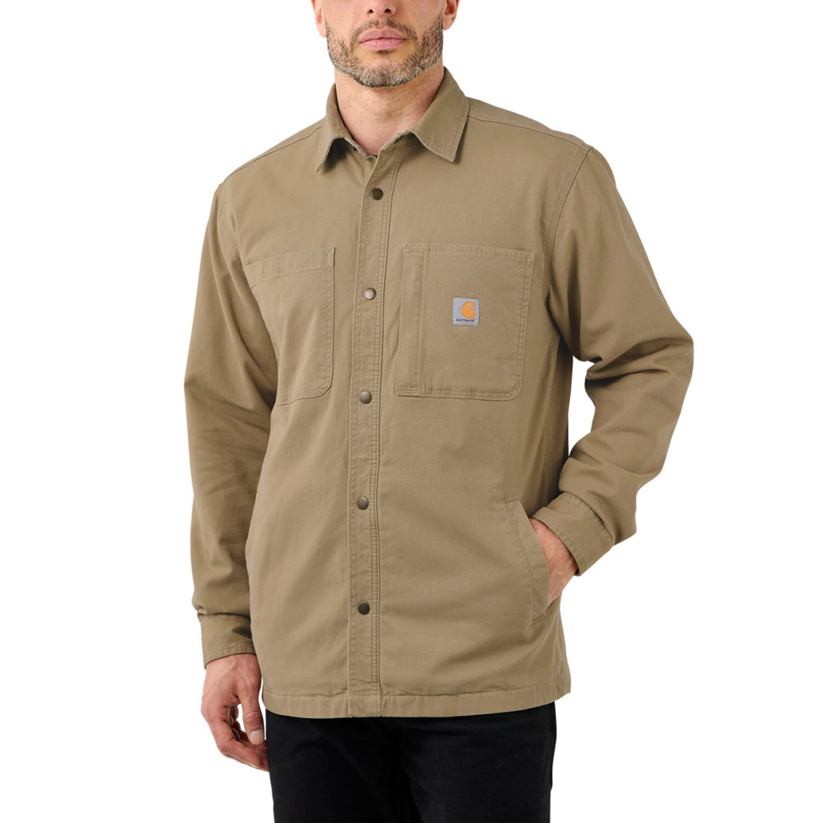 Carhartt Fleece Lined denim shirt jac dark khaki
