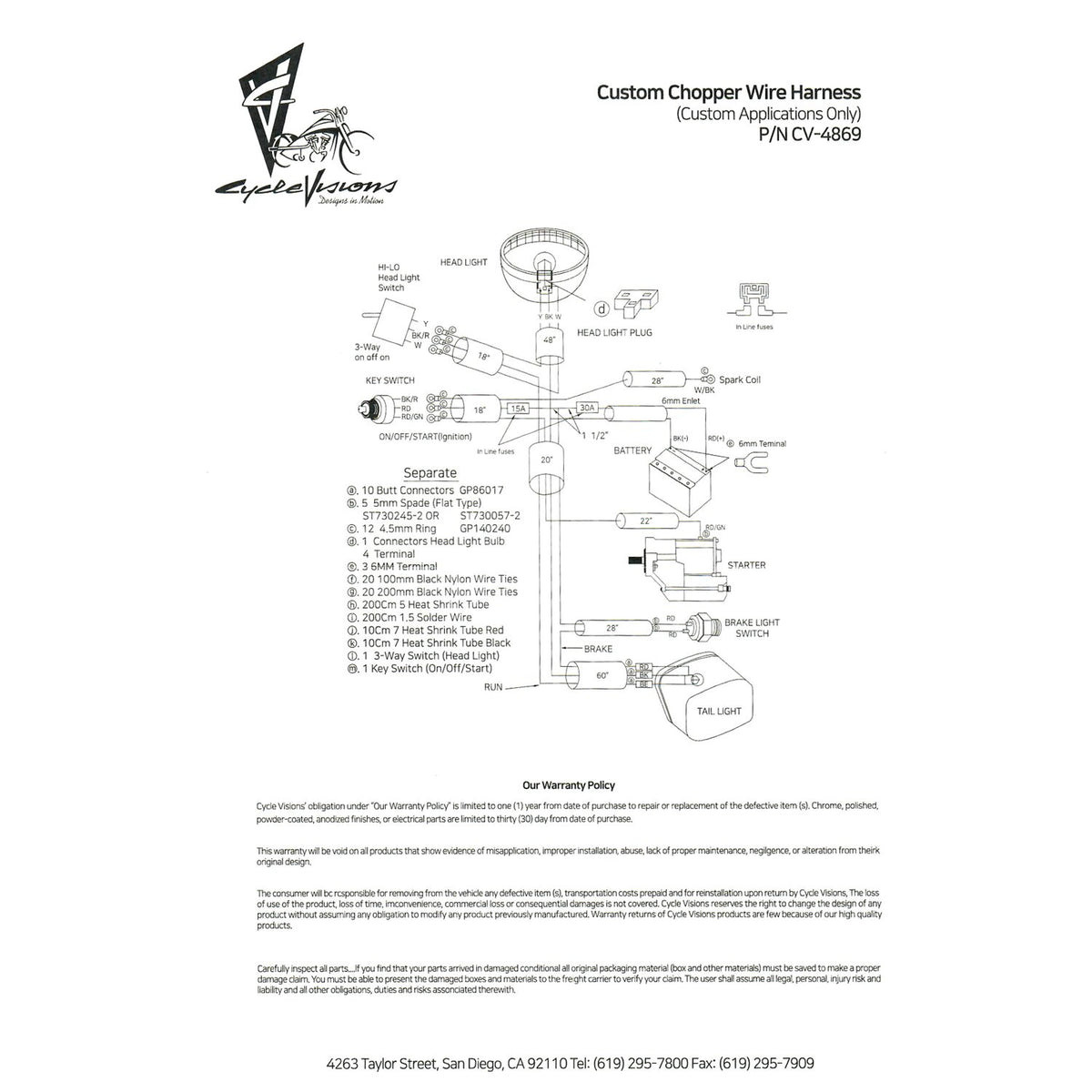 Cycle Visions, chopper wiring harness kit