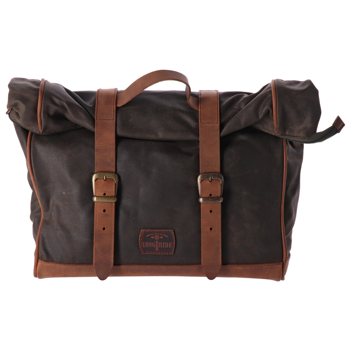 Longride, click-on Old Chopper saddlebag waxed cotton. Khaki