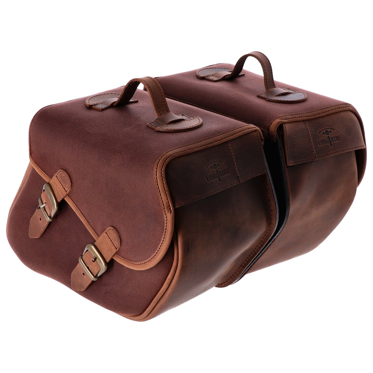 Longride, waxed cotton saddlebags. Brown