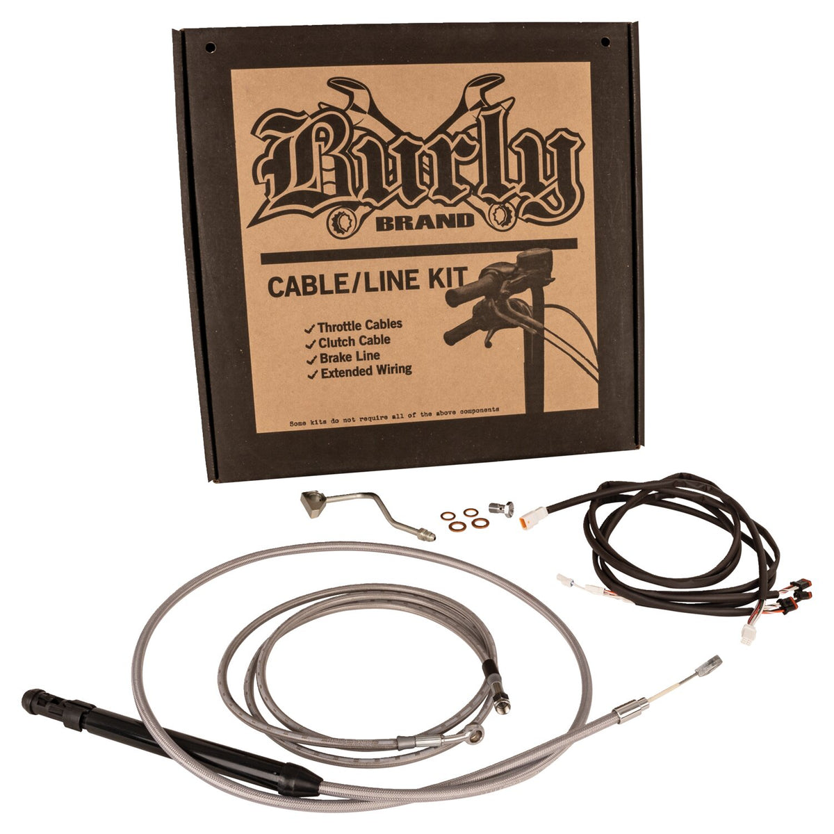 Burly, Apehanger Cable/Line Kit 14". Stainless Steel