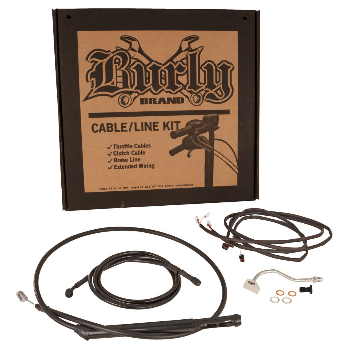 Burly, cable/line kit. For 15" Bagger bars. Black