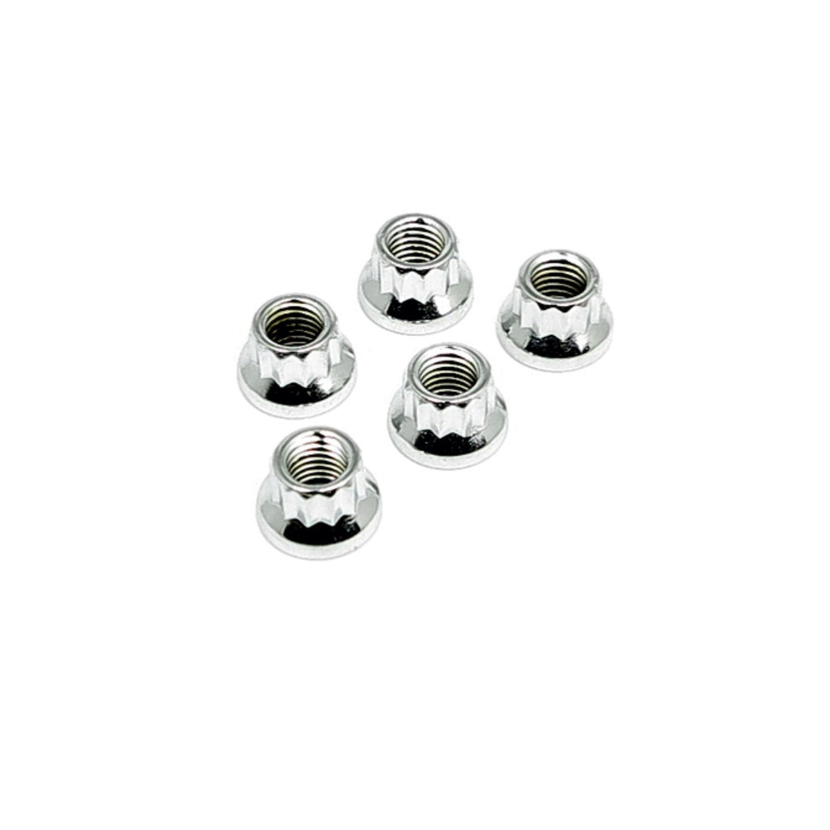 Chrome 12 point nut, 1/4-28 - 25 pack