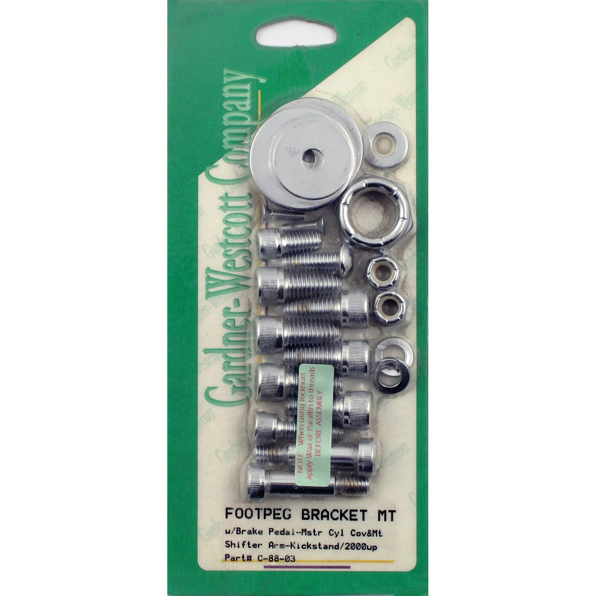 Gardner-Westcott, foot peg bracket mount kit. Chrome