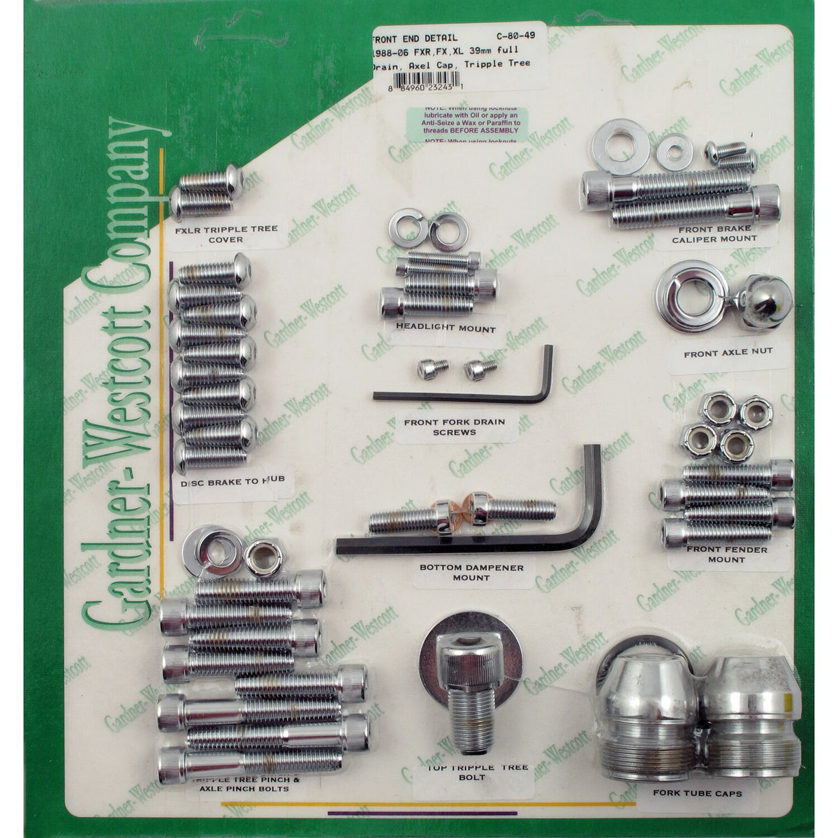 Gardner-Westcott, 39mm front end detail kit. Chrome
