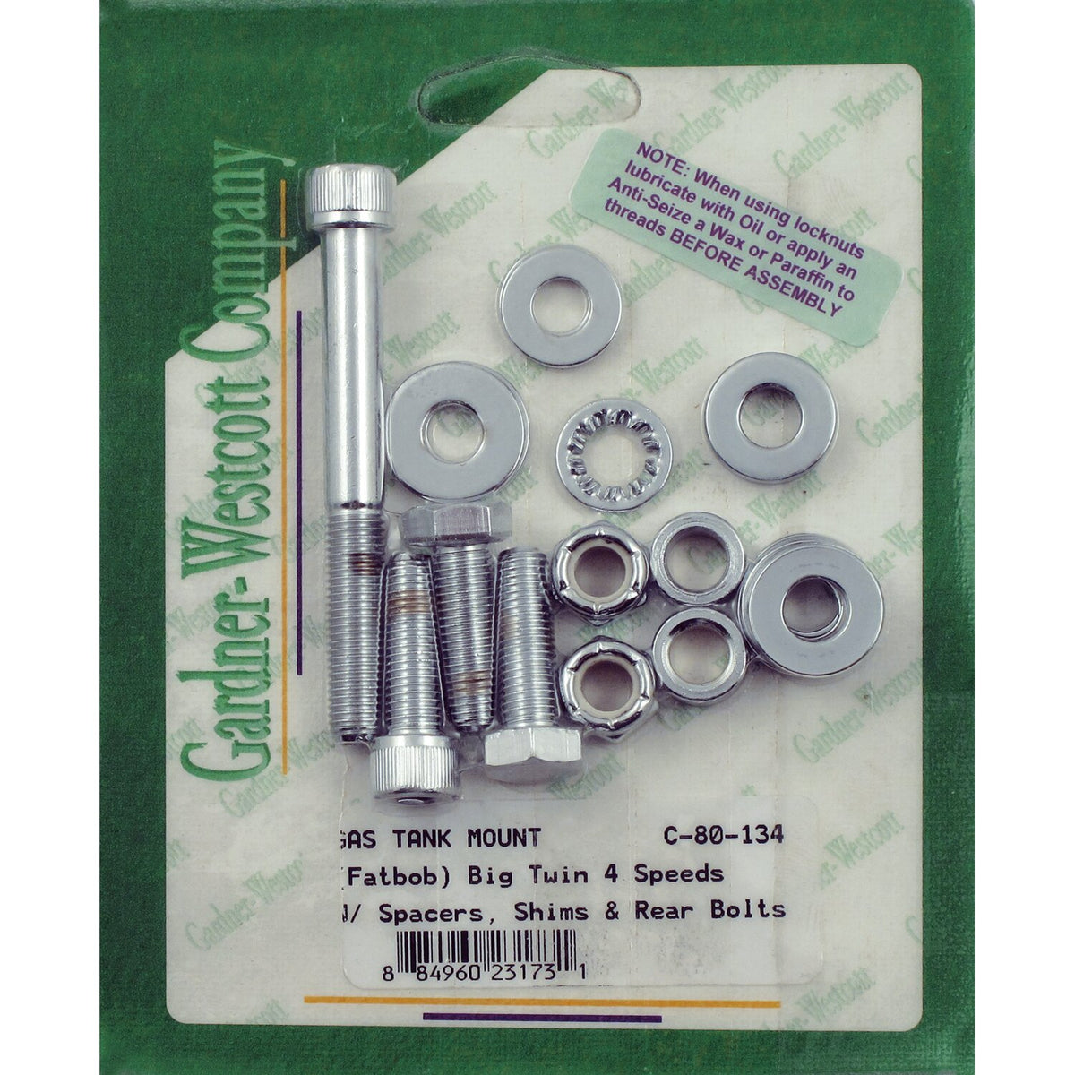 Gardner-Westcott, gas tank mount kit. Allen head. Chrome