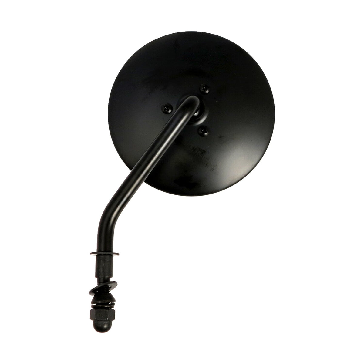 4" round custom mirror, left. Black