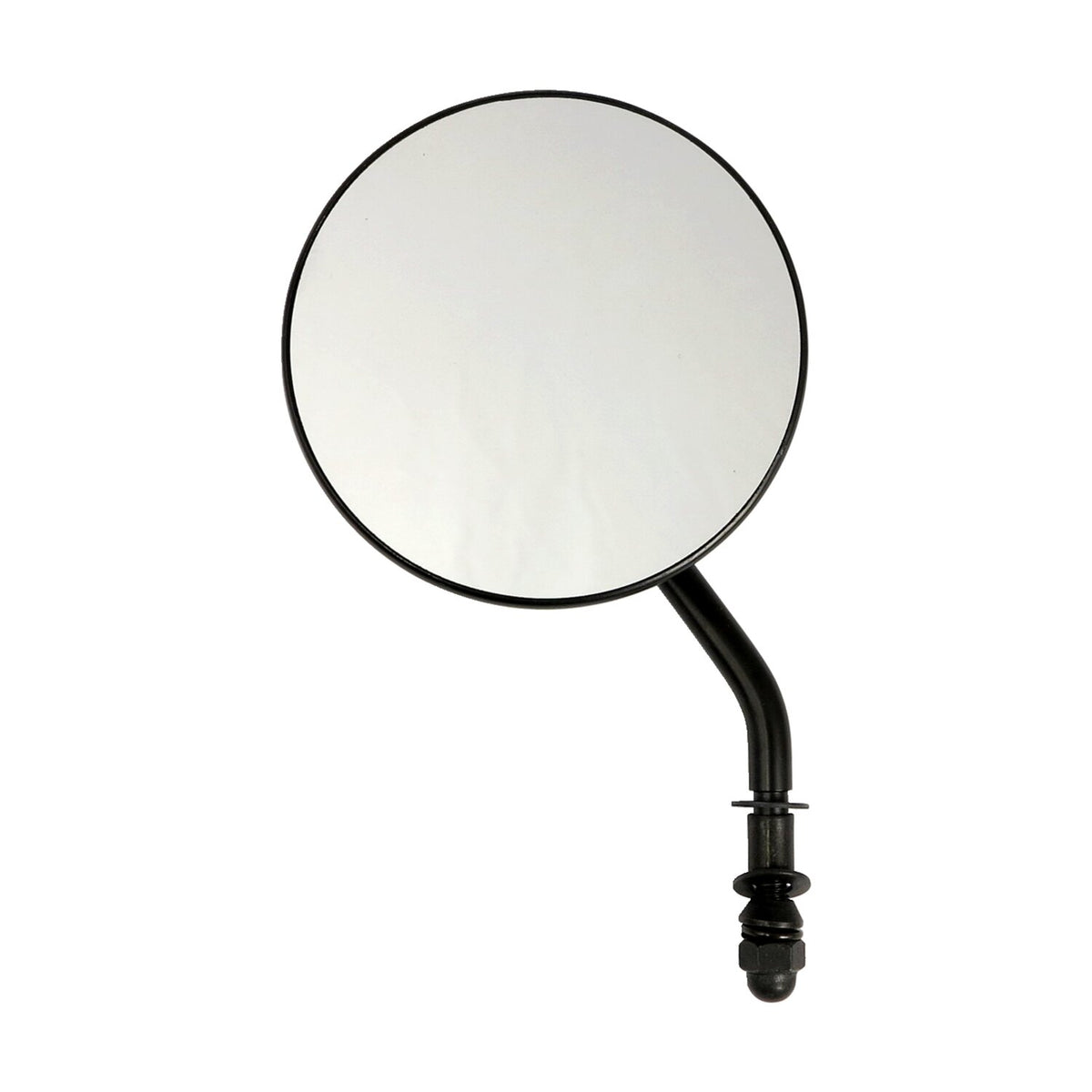 4" round custom mirror, left. Black