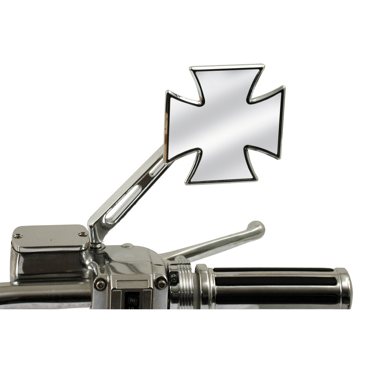 Maltese cross mirror, right slotted stem