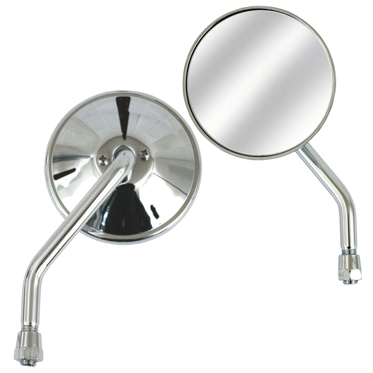 3-3/8" round custom mirror, left, 10mm. Chrome