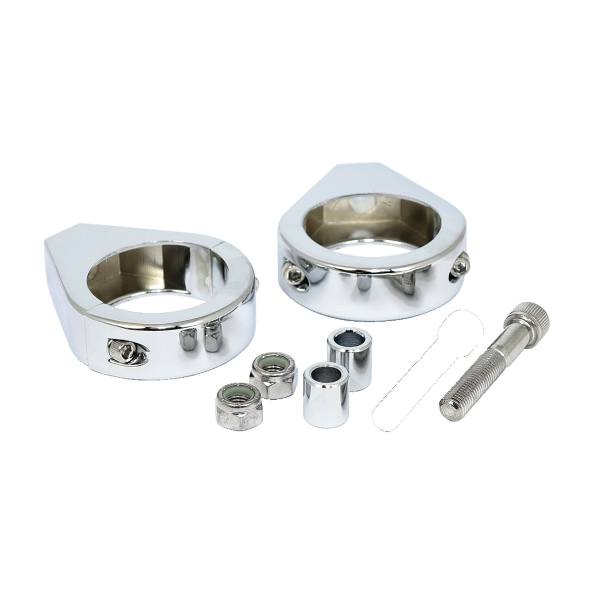 Smooth edge fork mount clamp kit. 39mm. Chrome