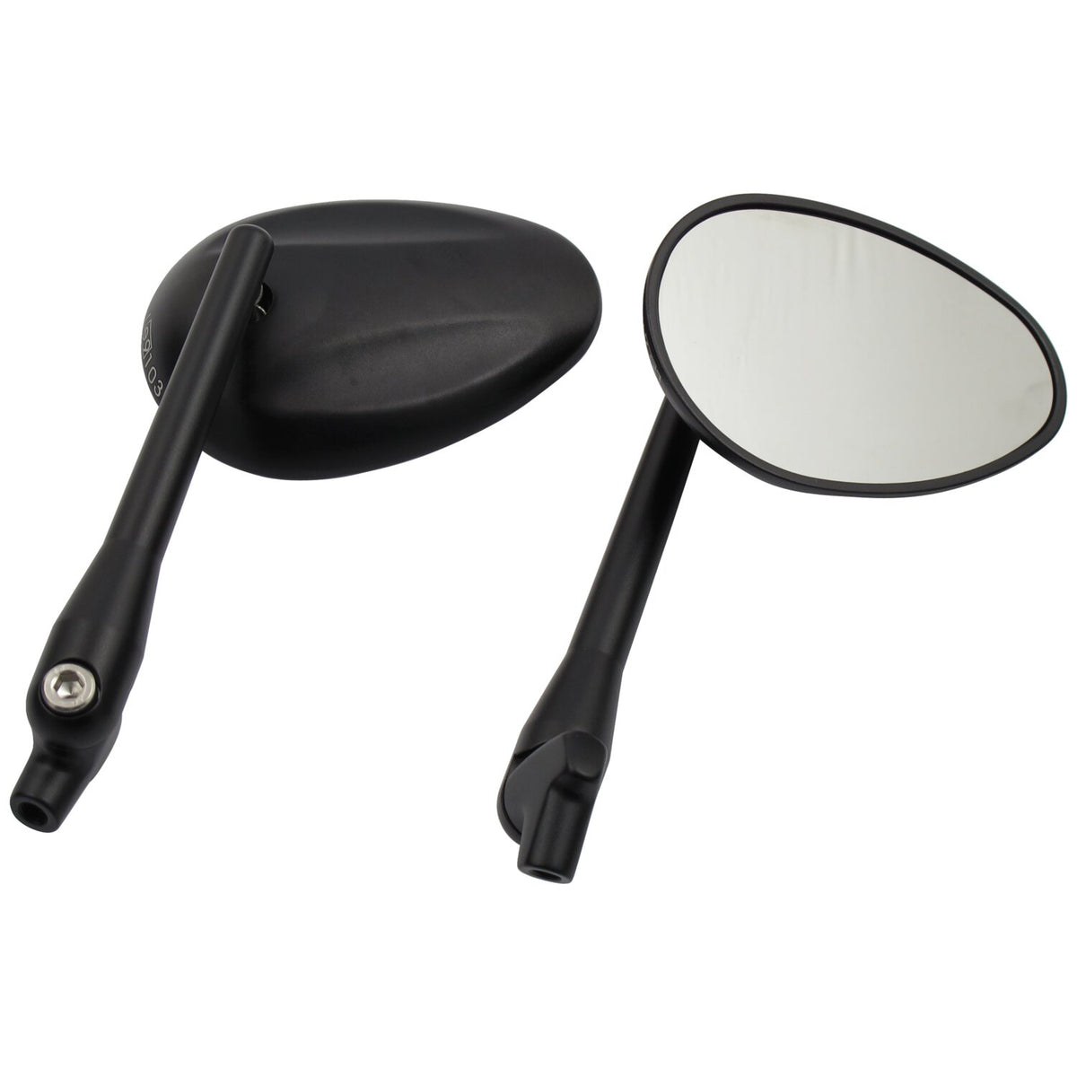 Oval, rotatable stem mirror set