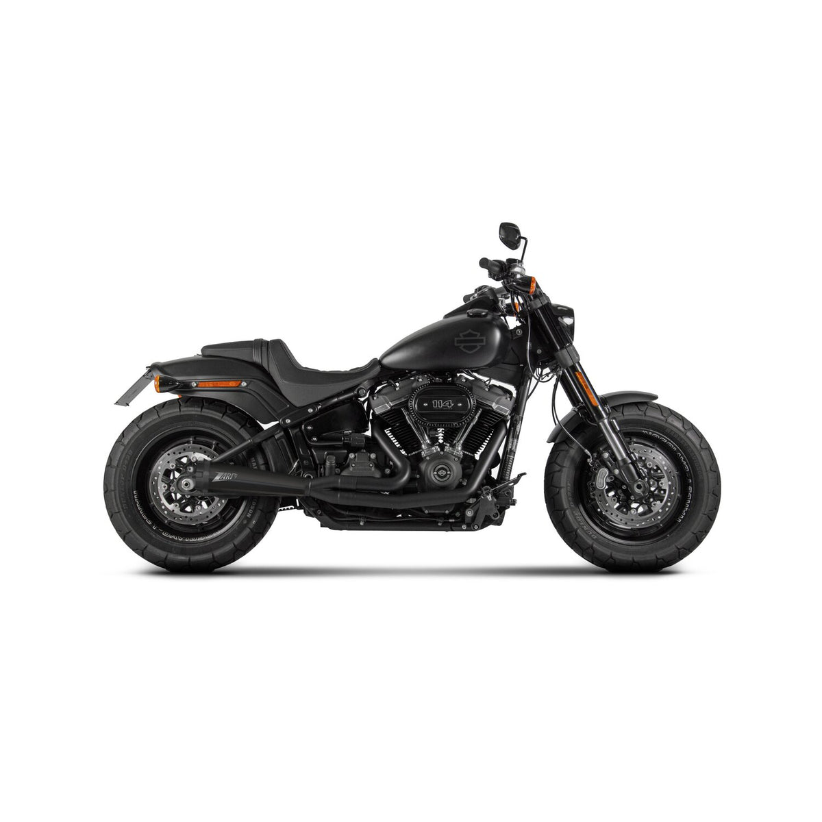 Zard, M8 Softail 2-1 Short Cone exhaust system. Black