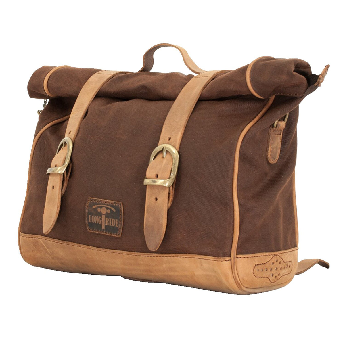 Longride, 'Old Chopper' waxed cotton saddlebag. Marron Brown