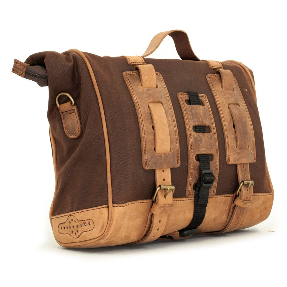 Longride, 'Old Chopper' waxed cotton saddlebag. Marron Brown