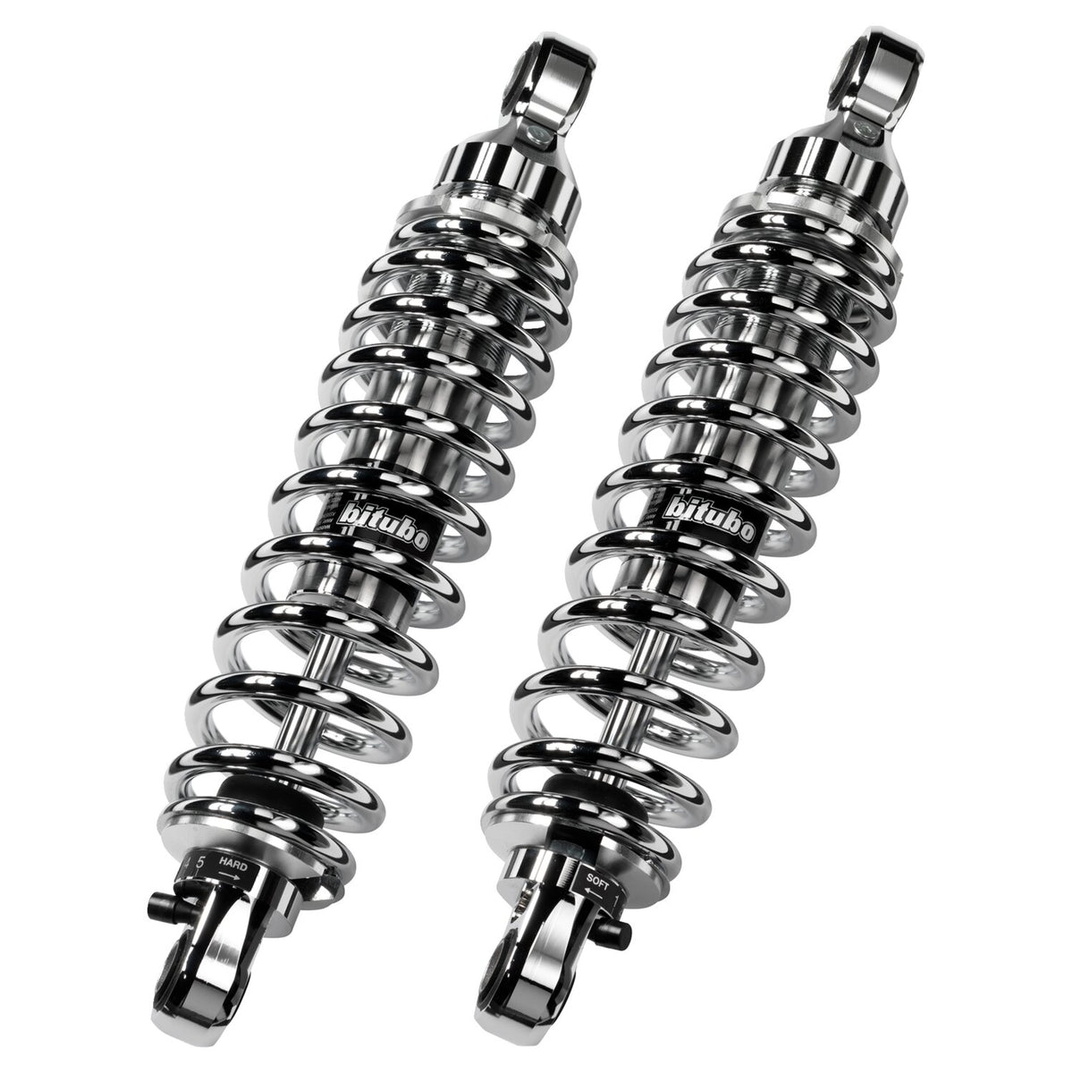 Bitubo, WME dual shock absorber set. Chrome. 336mm