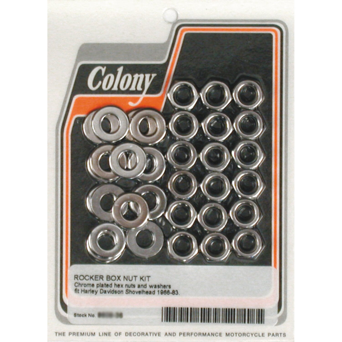 Colony, Shovel rocker box top nut kit. Chrome, OEM style