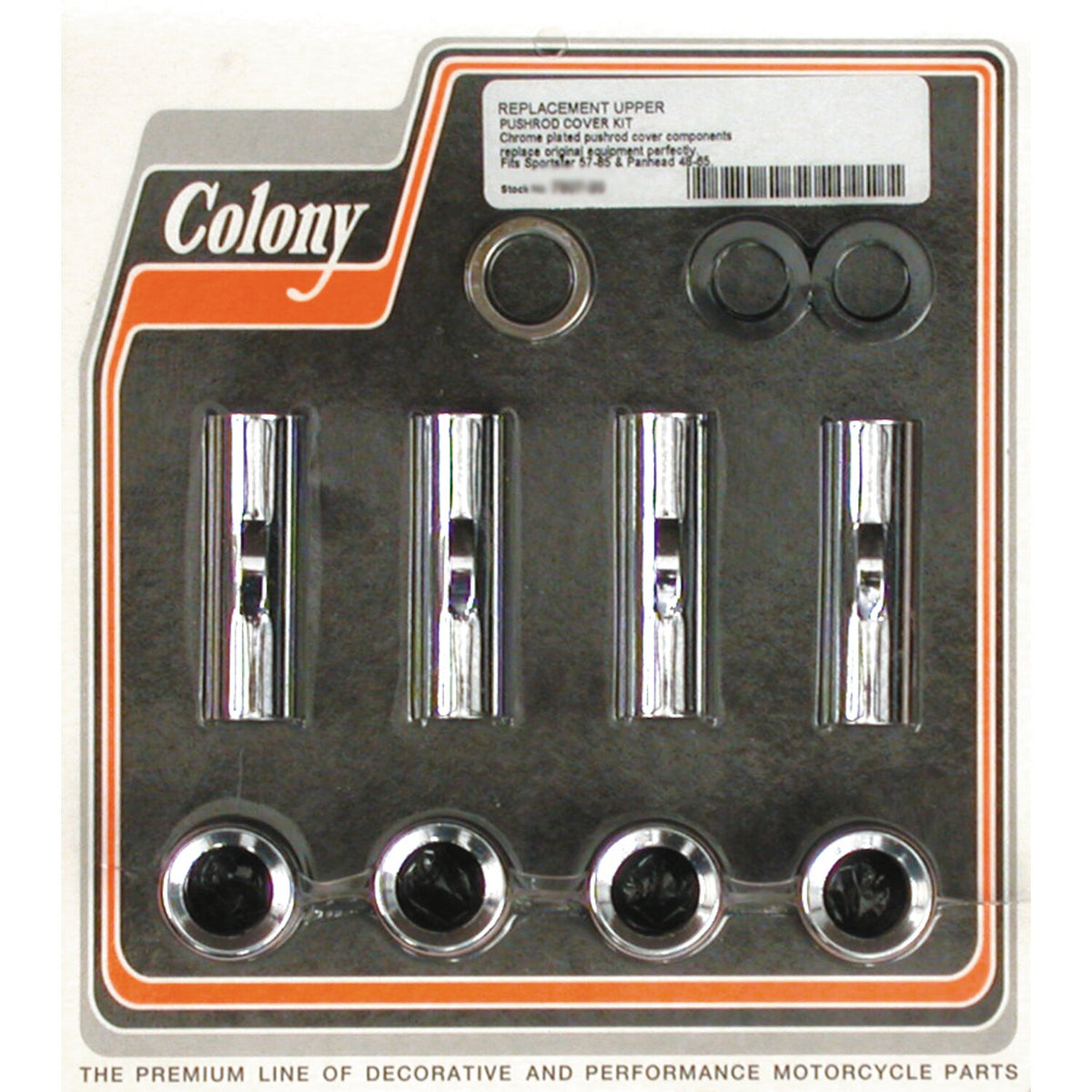 Colony, 48-65 & 57-85 upper pushrod cover kit. Chrome