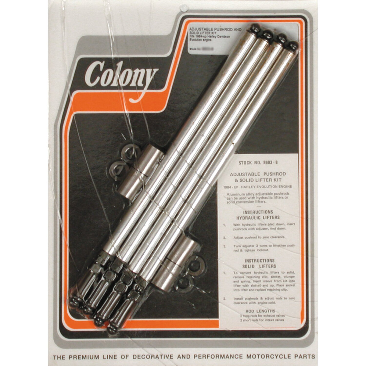 Colony, aluminum adj. pushrod solid conversion kit. Evo B.T.