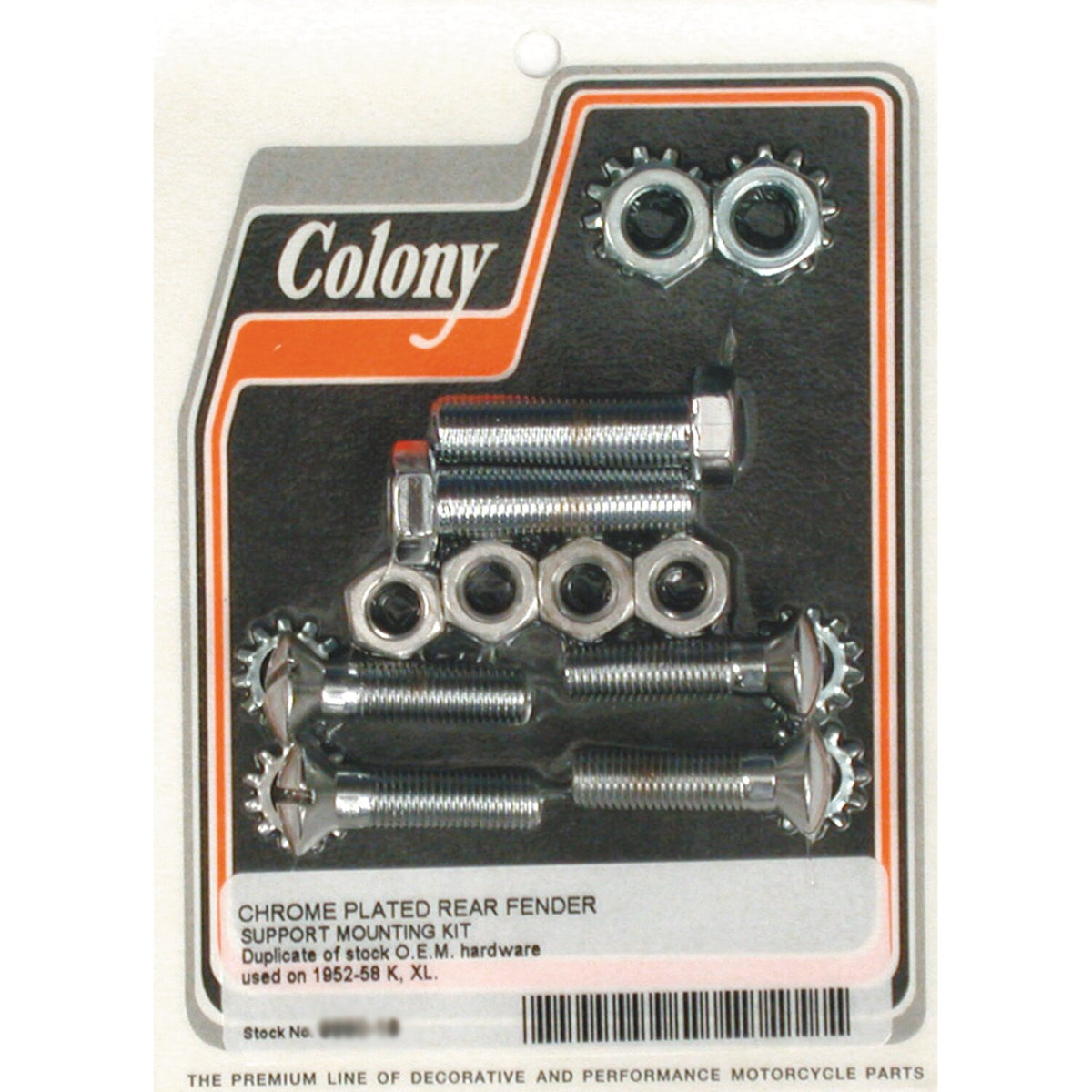 Colony, rear fender mount kit. Chrome