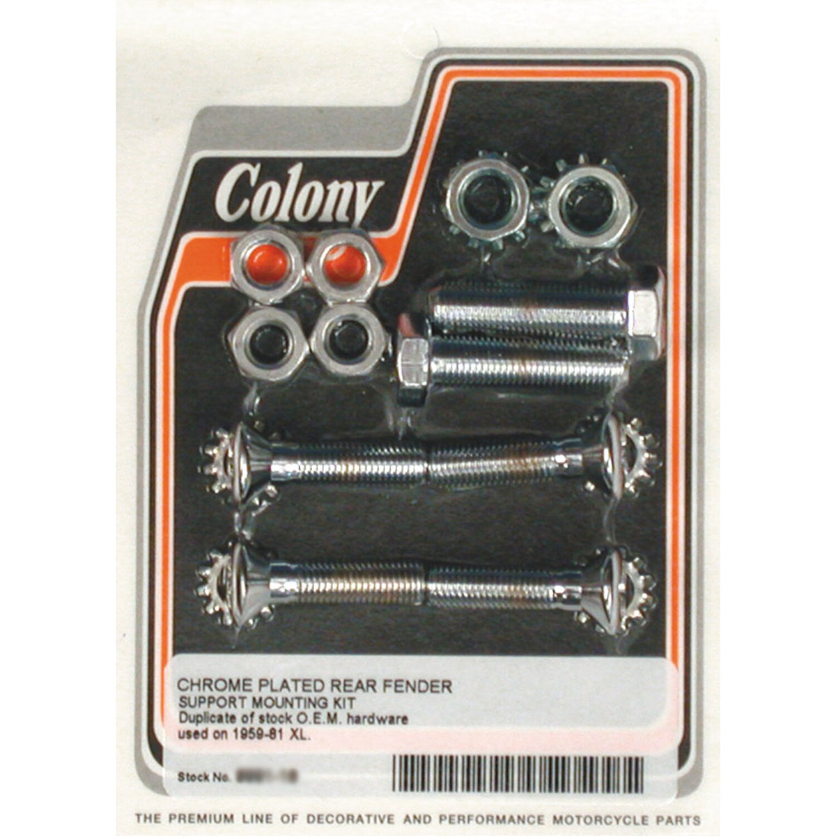 Colony, rear fender mount kit. Chrome