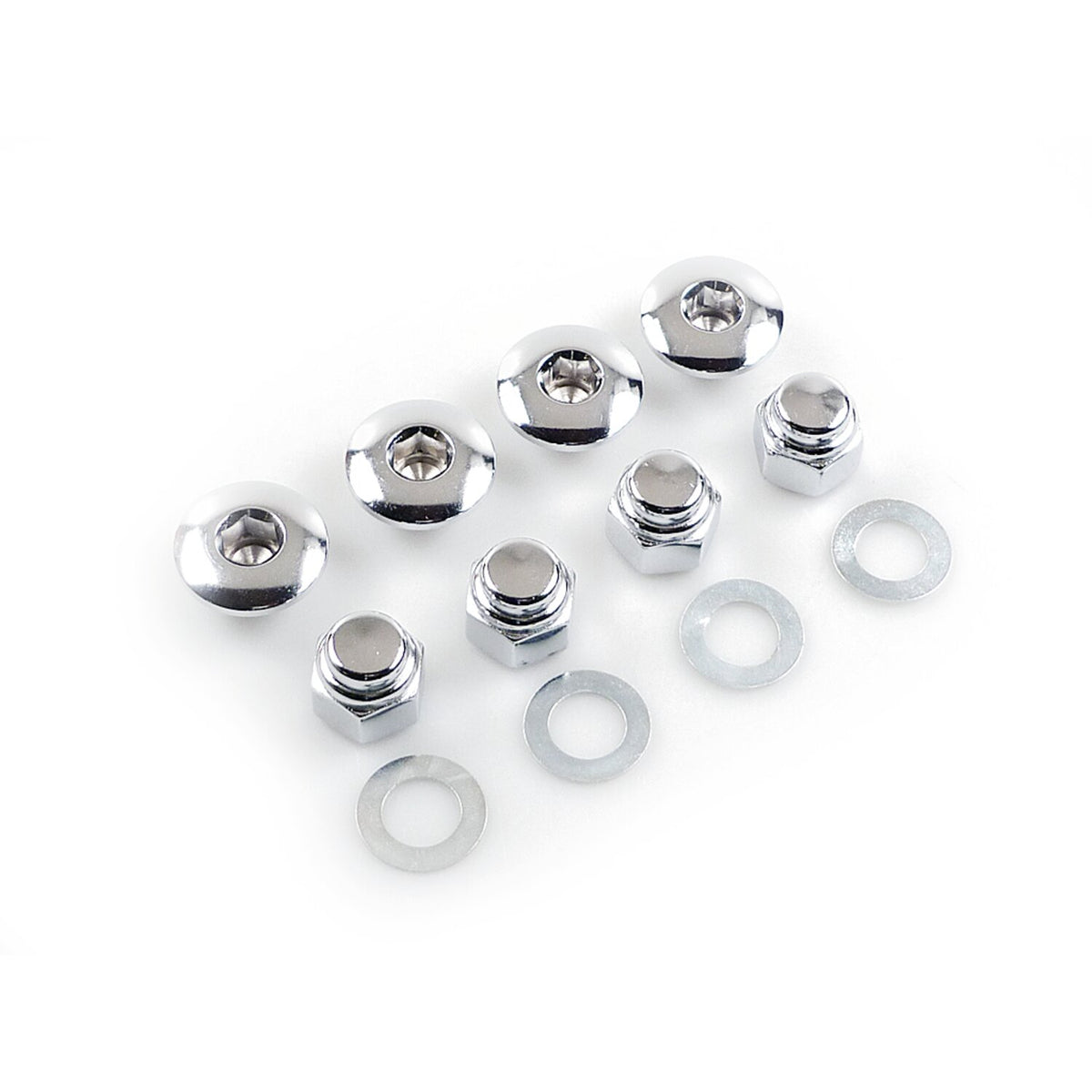 Colony, rocker shaft plug & nut kit. Buttonhead. Chrome