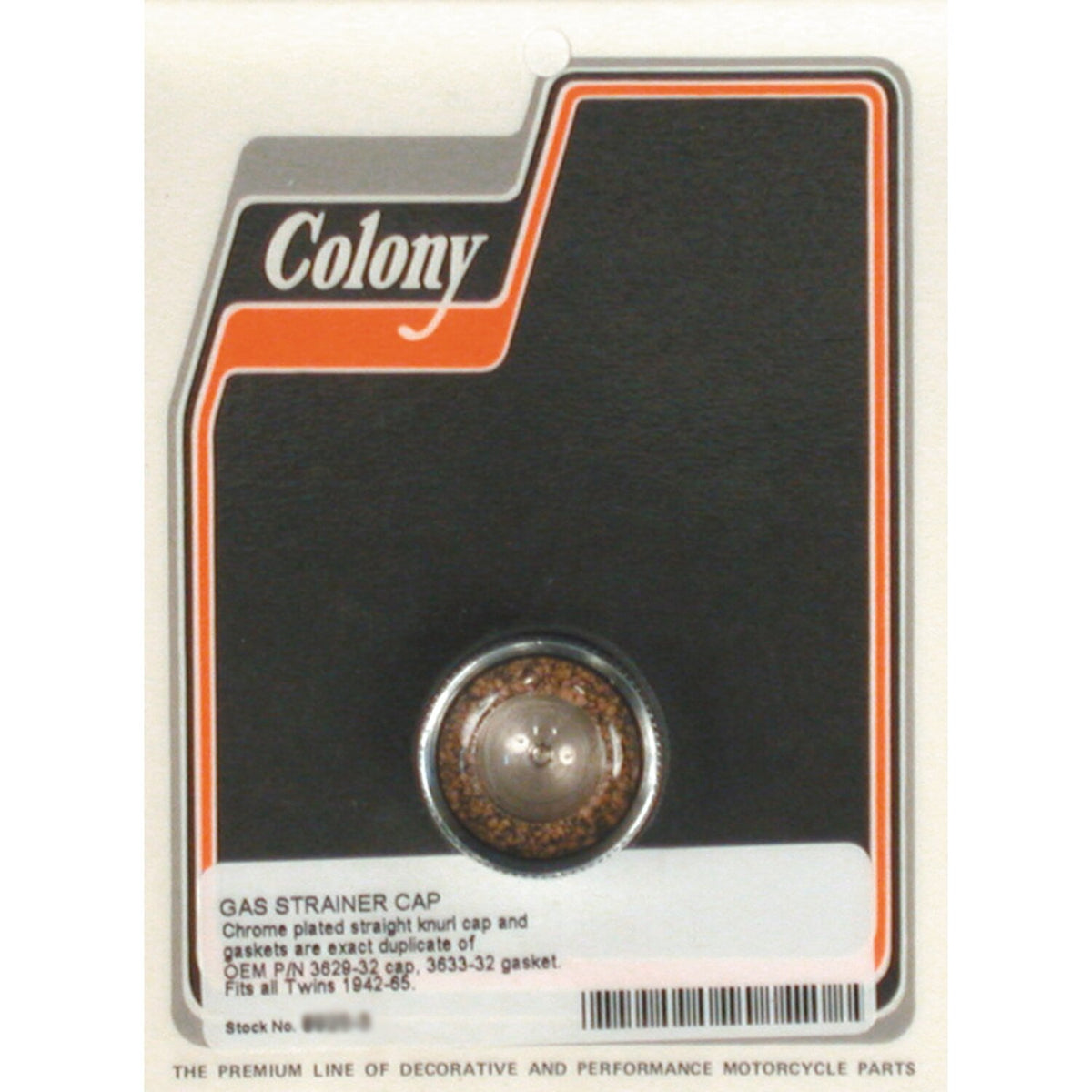 Colony, gas strainer cap. 42-65 style. Chrome