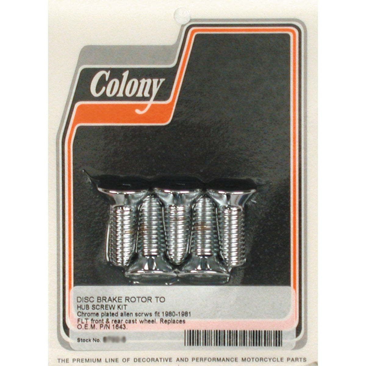 Colony, front/rear brake rotor bolt kit