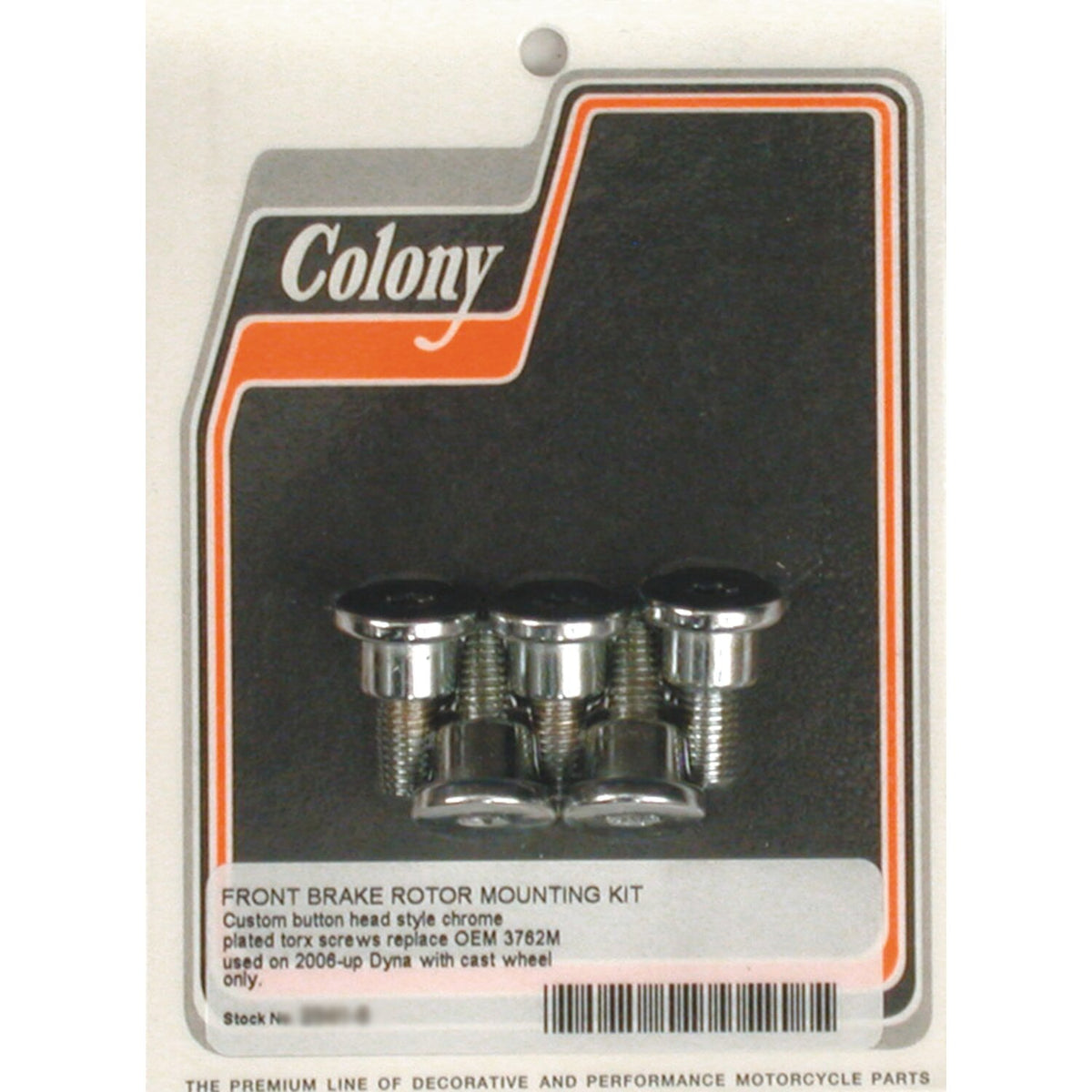 Colony, front brake rotor bolt kit. Chrome