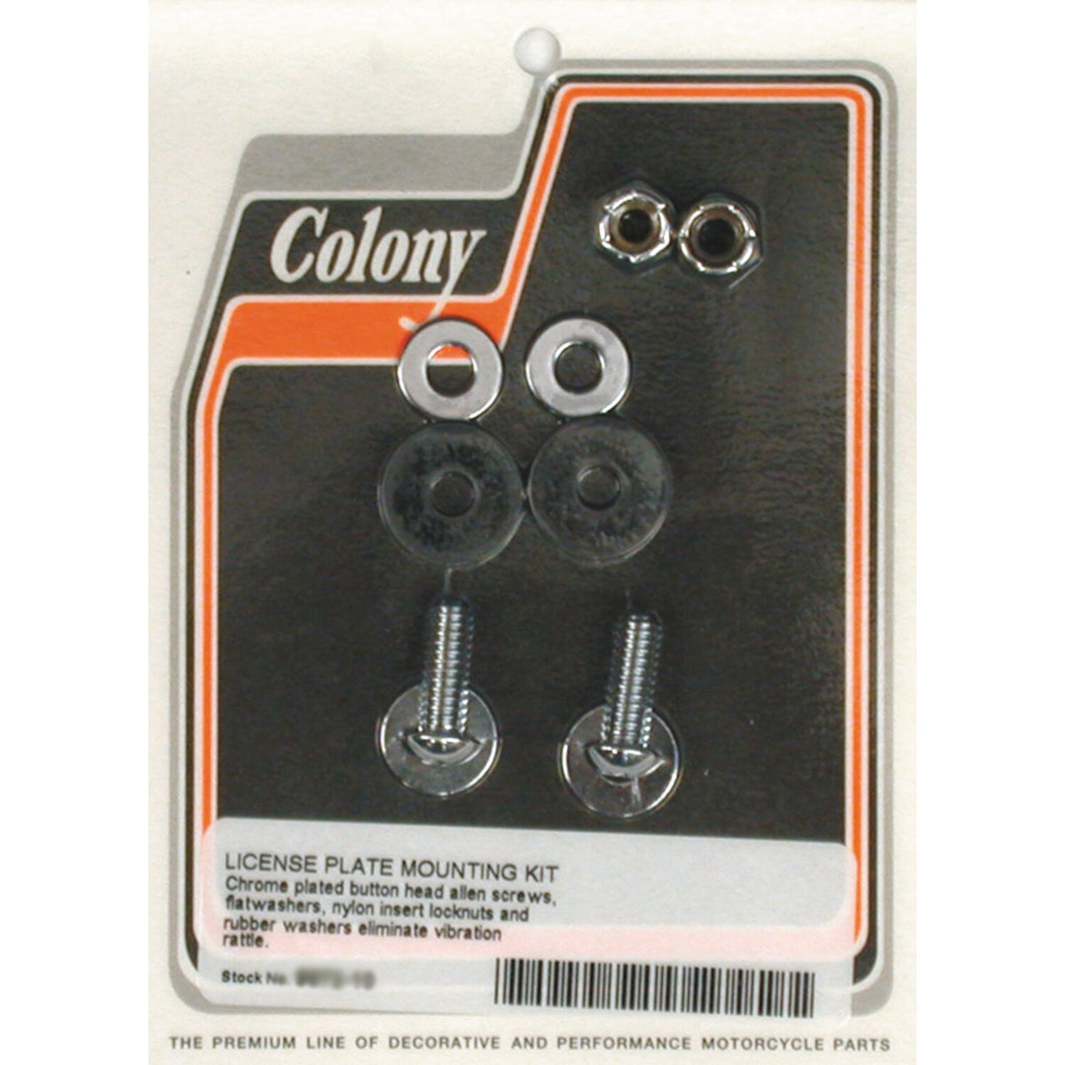Colony license plate mount kit. Buttonhead. Chrome