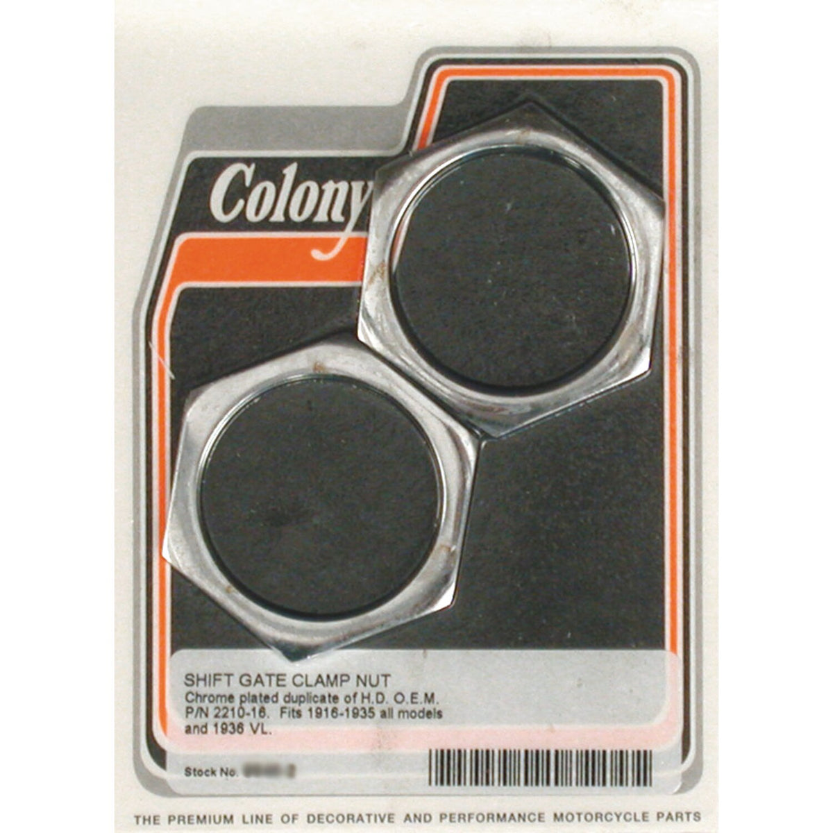 Colony, shifter gate clamp nuts. Chrome