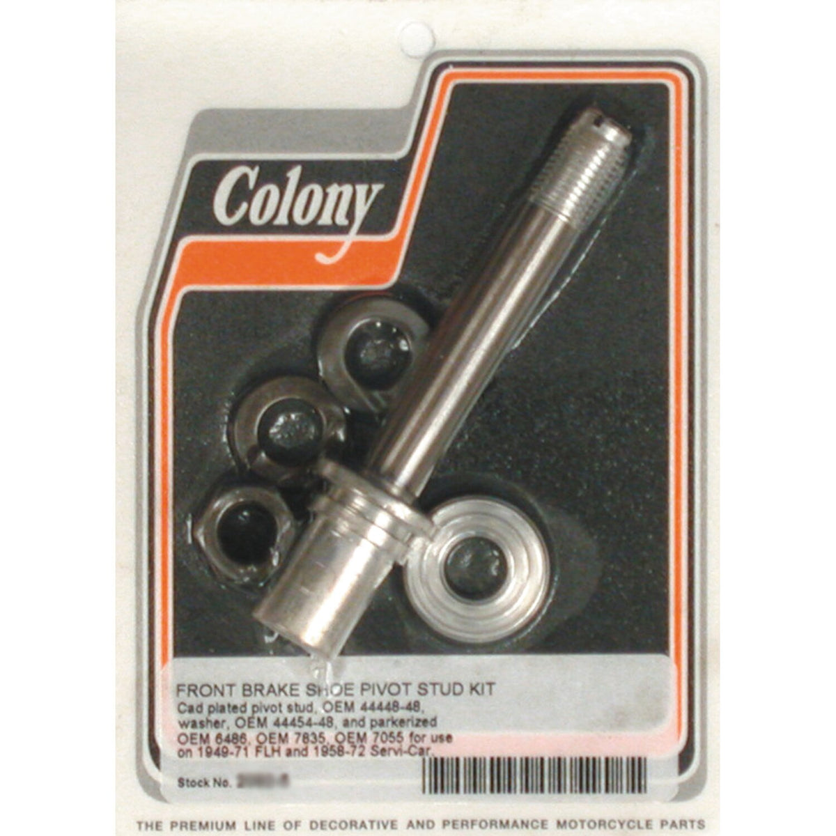 Colony brake pivot stud drum brake