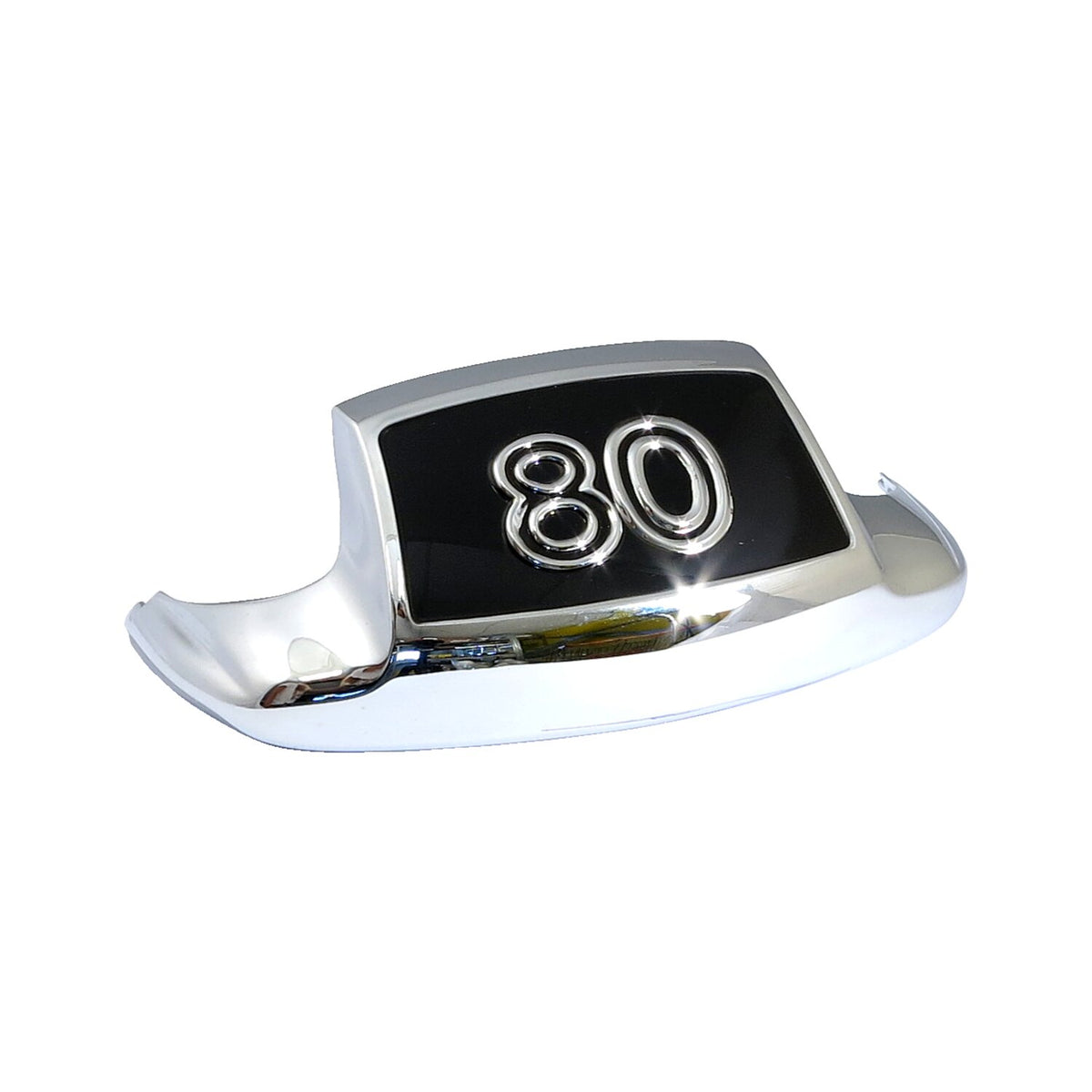 Front fender tip '80'. Chrome/black