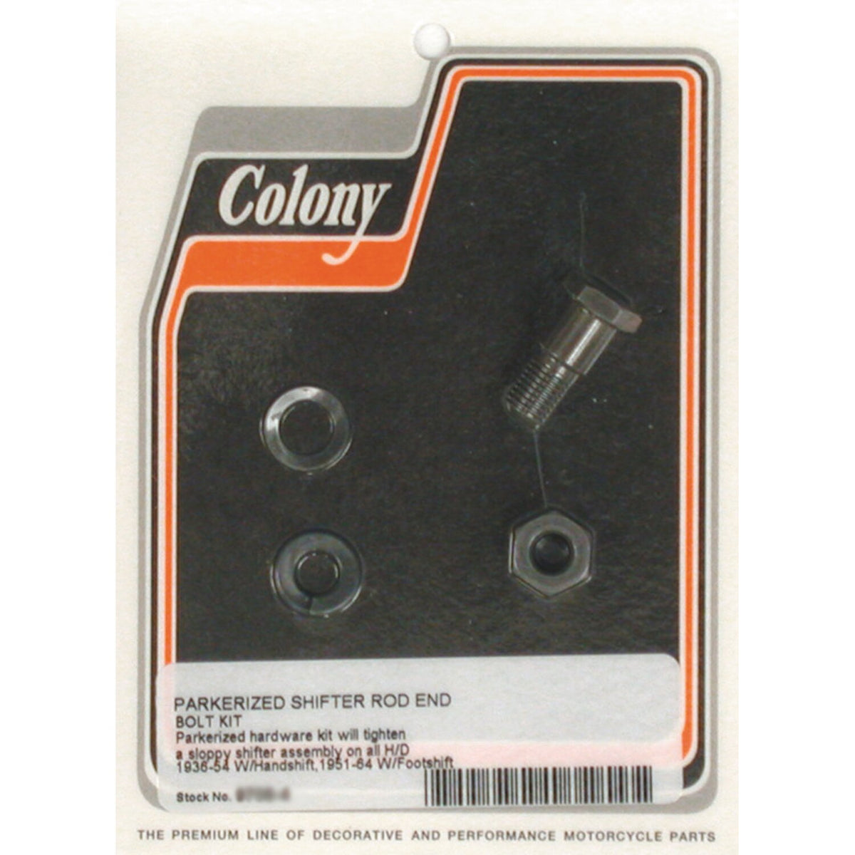 Colony, shifter rod bolt end kit. Black