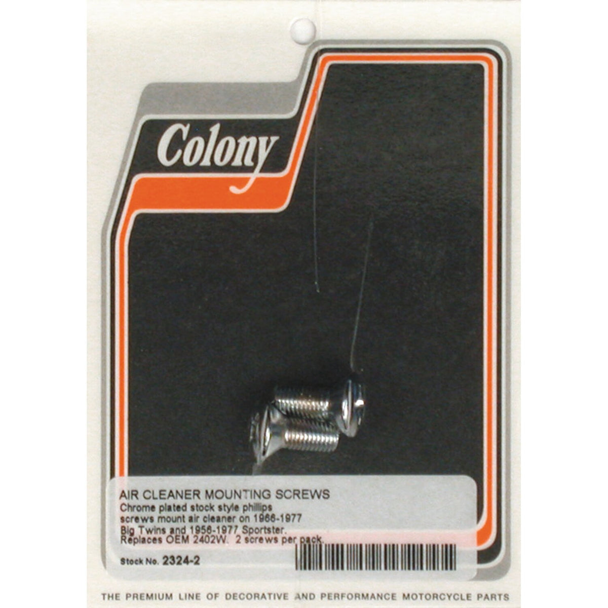 Colony, air cleaner cover mount screw kit. Chrome