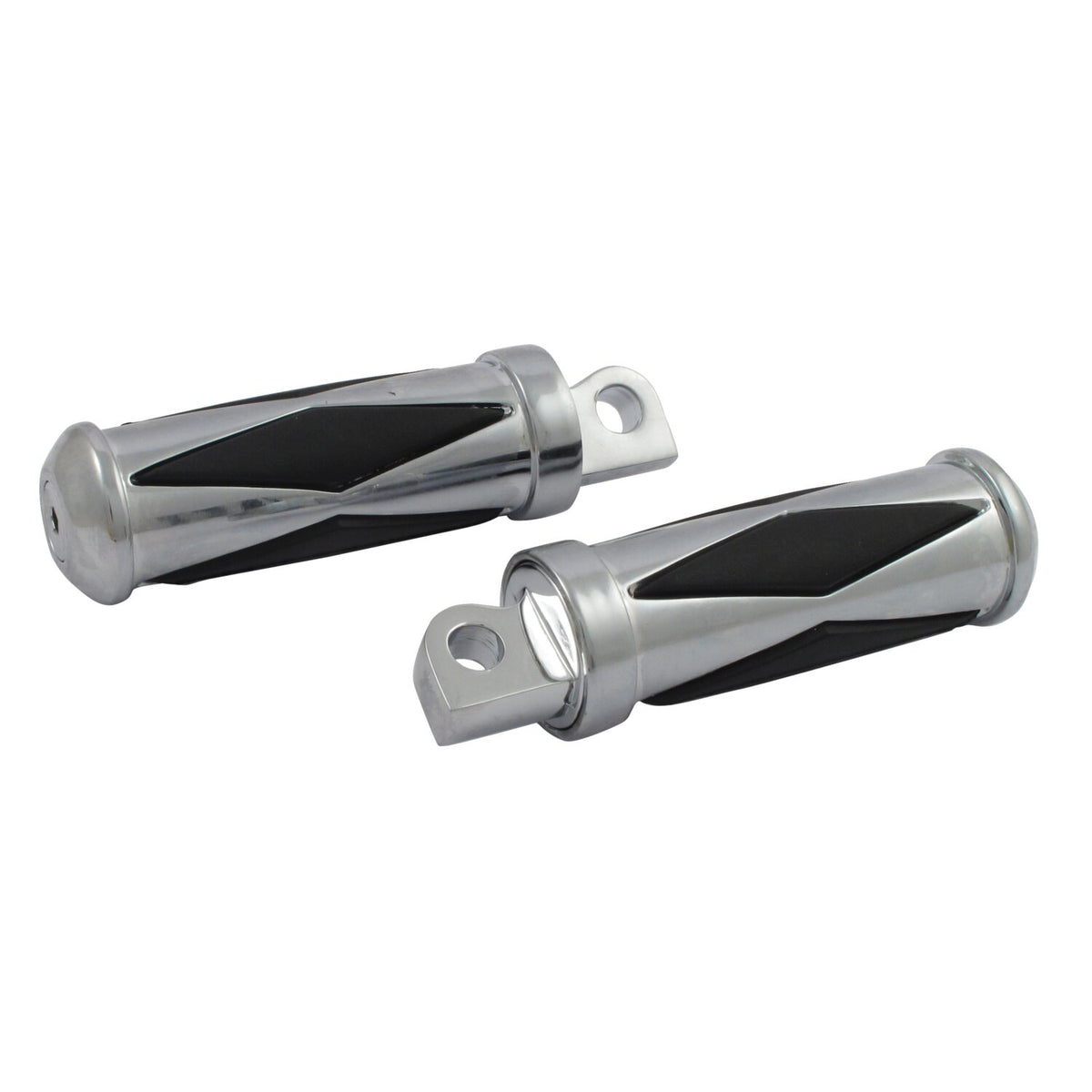 Diamond footpegs, small diameter. male mount. Chrome