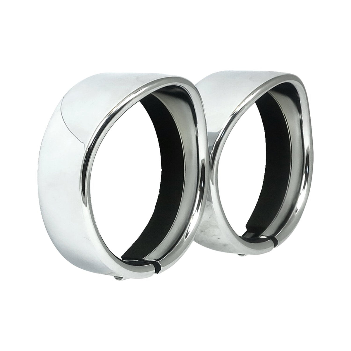 Recessed trim rings with visor. 4.5" spotlamp. Chrome