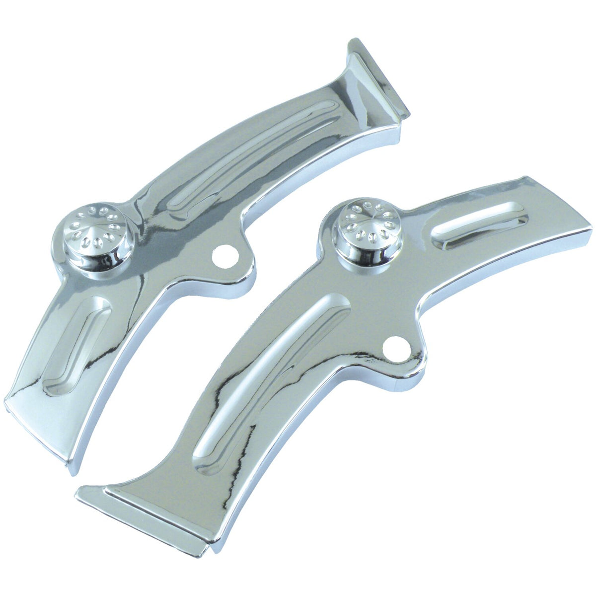Softail swingarm covers slotted. Chrome